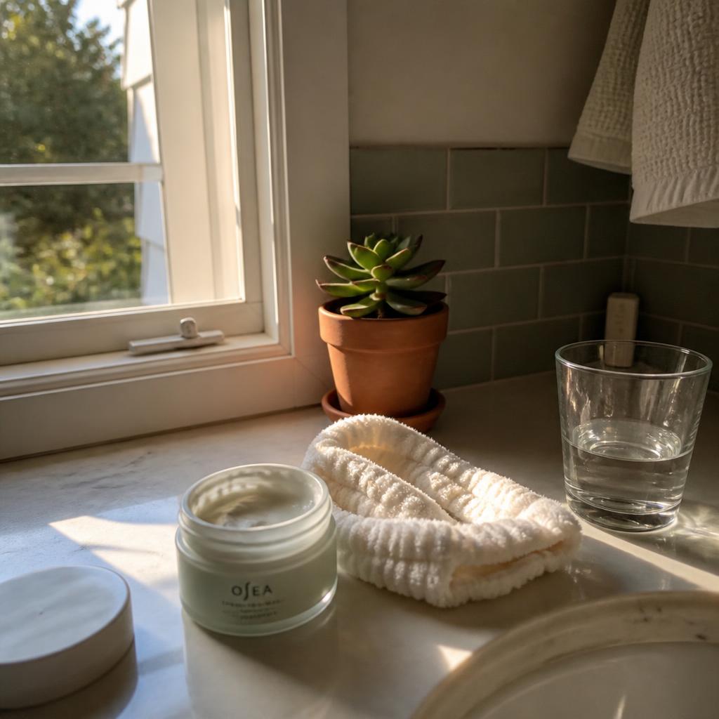 Close-up of healthy glowing skin with soft natural light